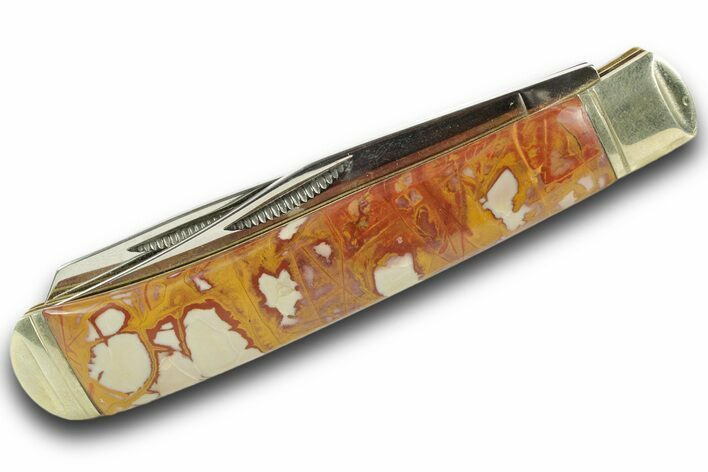 Pocket Knife With Noreena Jasper Inlays - Hand-Crafted In Utah #370819
